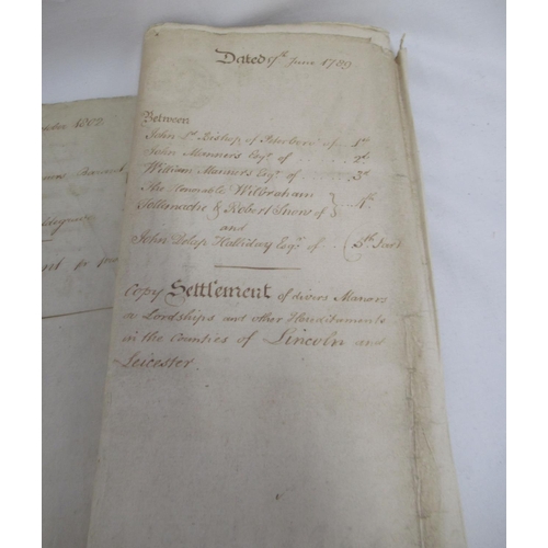 289 - Collection of c18th/19th Indentures most relating to Lord William Manners of the Manor of Bay Hall, ... 