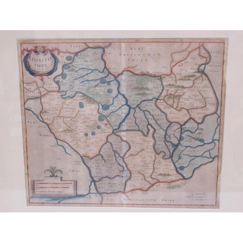 785 - Robert Morden, framed map of Leicestershire, 66cm x 61.5cm