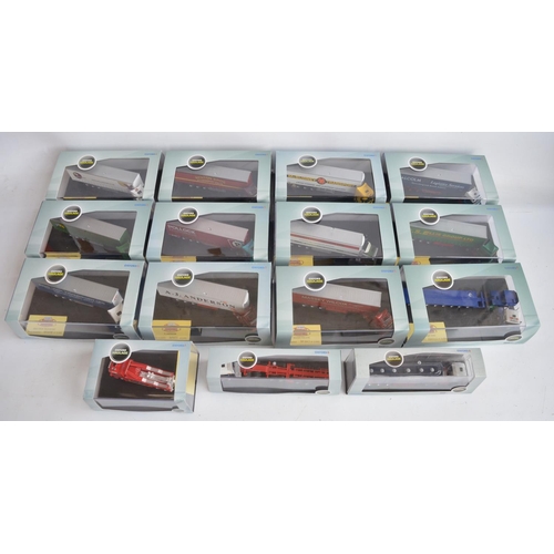 590 - Fifteen boxed 1/76 scale (OO gauge) diecast truck models from Oxford Haulage range, some models a li... 