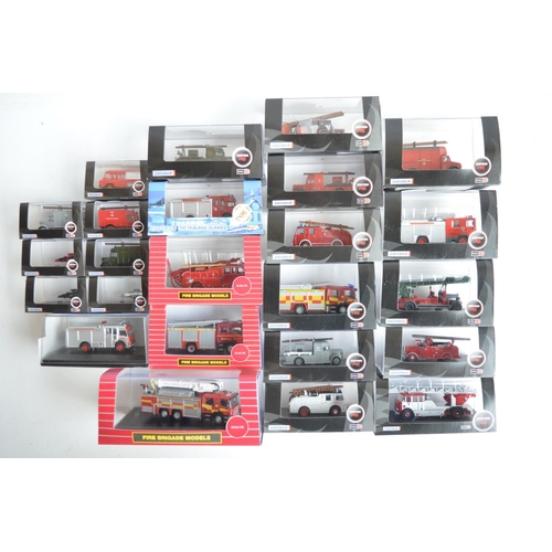 596 - Twenty four boxed 1/76 scale (OO gauge) diecast fire engine and related Fire Service models from Oxf... 