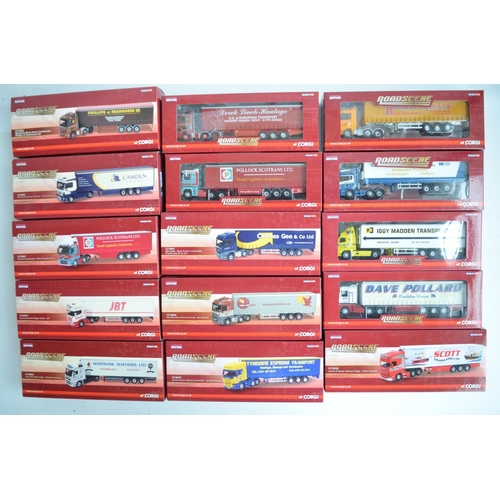 598 - Fifteen boxed limited edition 1/76 scale (OO gauge) diecast truck and trailer models from Corgi's Ro... 