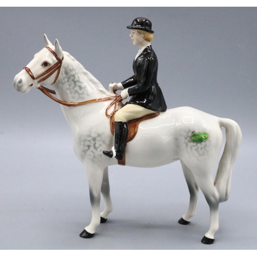 775 - Beswick huntswoman on a grey horse figure, H21.5cm