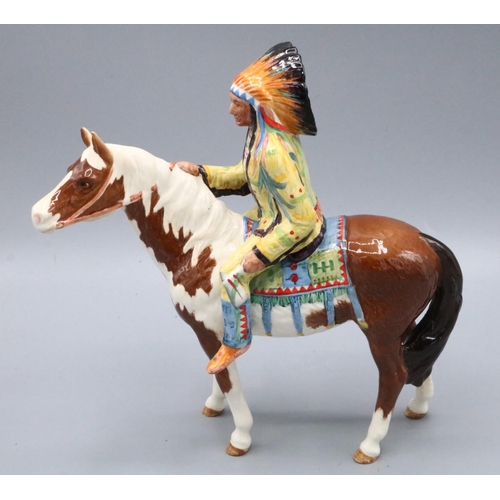 778 - Beswick Native American on a skewbald horse figure, H22cm