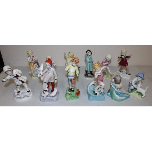 255 - Royal Worcester Months of the Year series figures of children, modelled by Freda Doughty, all twelve... 