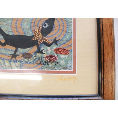 1180 - Australian Art. 'Outback Lizard.' Framed work by Fibre Artist Caroline Sharkey, Based in the Uluru-K... 