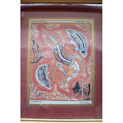 1182 - Australian Aboriginal Art. Screen print of 'Platypus Playing'. Signed by artist. Frame size 27cmx32c... 