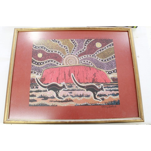 1183 - Australian Aboriginal Art. Screen Print of 'Rainbow Serpent' by Danny Eastwood. Frame size 74cmx25cm... 