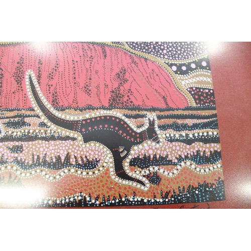 1183 - Australian Aboriginal Art. Screen Print of 'Rainbow Serpent' by Danny Eastwood. Frame size 74cmx25cm... 