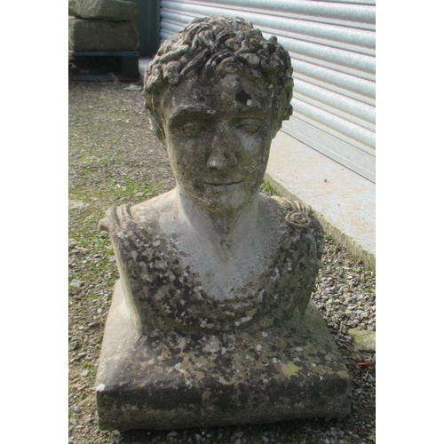 1185 - Neo-classical cast stone bust, H55.5cm