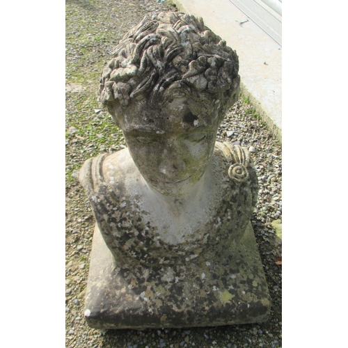 1185 - Neo-classical cast stone bust, H55.5cm