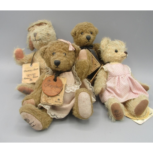 322 - Robin Rive Bears, incl. 'Jasmine', limited edition of 300, H16cm; 'Bunny Bun', limited edition of 50... 