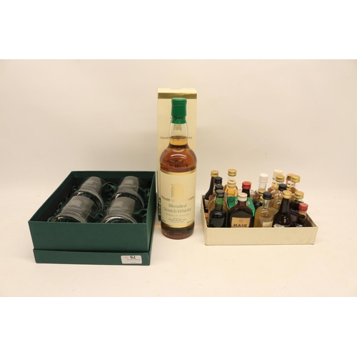 75 - Bottle of boxed House of Commons Scotch whisky 70cl, with four house of commons branded whisky glass... 