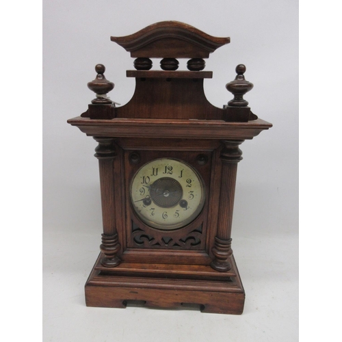 1189 - Continental early 20th Century walnut 8 day mantle clock, 5 3/4