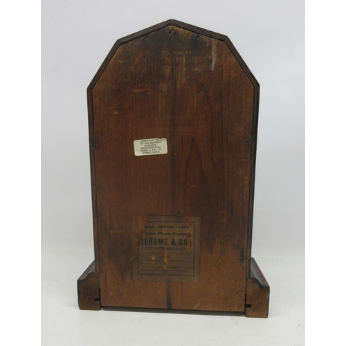 1190 - Jerome & Co., early 20th Century walnut time piece alarm mantle clock, 5 1/2