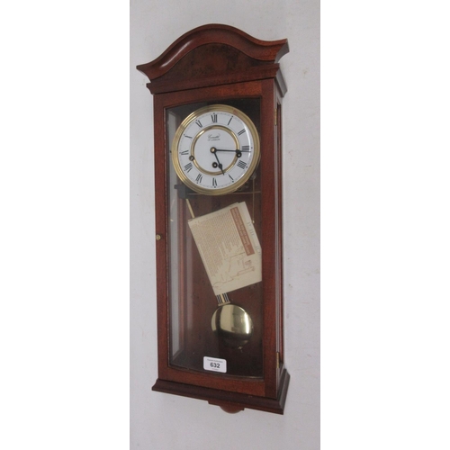 1191 - Comitti of London mahogany cased wall clock with three train half hour chiming movement, with instru... 