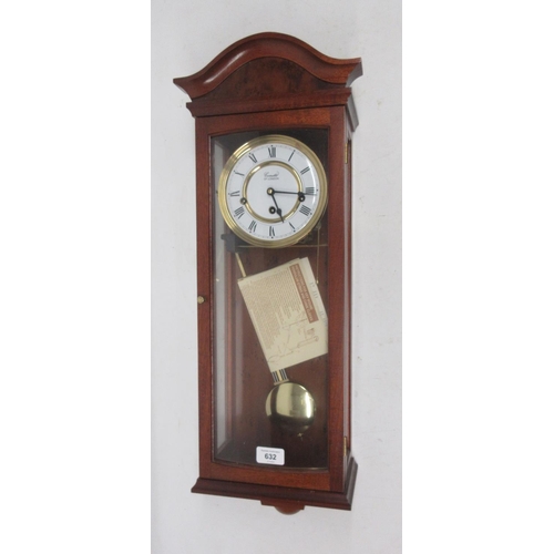 1191 - Comitti of London mahogany cased wall clock with three train half hour chiming movement, with instru... 