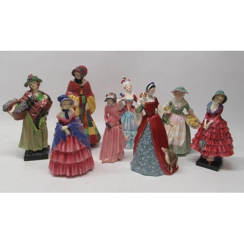 192 - Royal Doulton figures, incl. 'Daffy-Down Duffy', HN1712, H18cm; 'Anne Boleyn', HN3232, H20.5cm; 'Geo... 