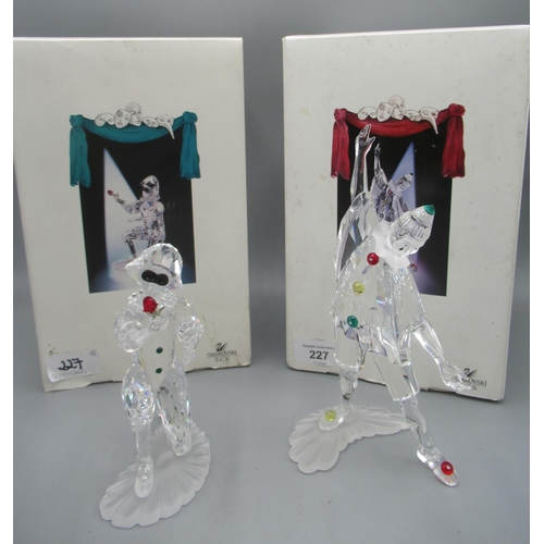 227 - Swarovski Masquerade figures, incl. '2001 Masquerade Harlequin' and '1999 Masquerade Pierrot', max H... 