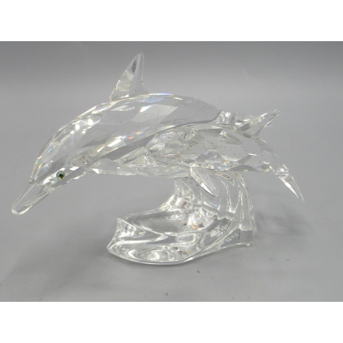 228 - Swarovski Annual Edition 1990, 'Lead me'- The Dolphins, with box and certificate, H7.5cm