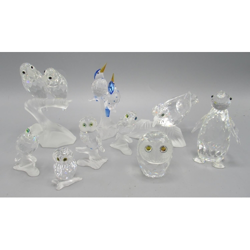 230 - Swarovski crystal birds, incl. boxed 'Love Bird' figure, Kingfishers, 'Togetherness', etc. max H10.5... 