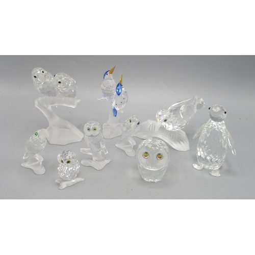 230 - Swarovski crystal birds, incl. boxed 'Love Bird' figure, Kingfishers, 'Togetherness', etc. max H10.5... 