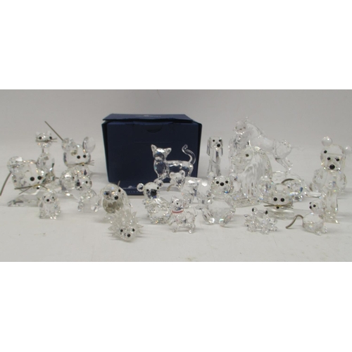 231 - Collection of Swarovski animals, incl. a boxed cat; foals; lion; etc. max H10cm (20)