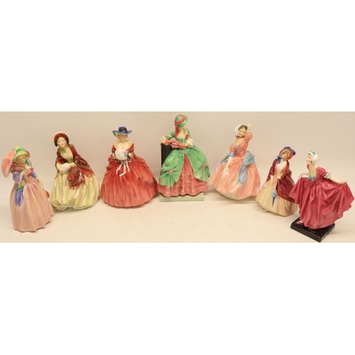 190 - Royal Doulton figures, incl. 'Miss Demure', HN140, H17cm; 'Kate Hardcastle', HN1719, H19cm; 'Genevie... 