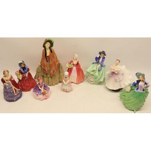 191 - Royal Doulton figures and one other similar figure, incl. 'Rhoda', HN1573, H25cm; 'Tootles', HN1680,... 