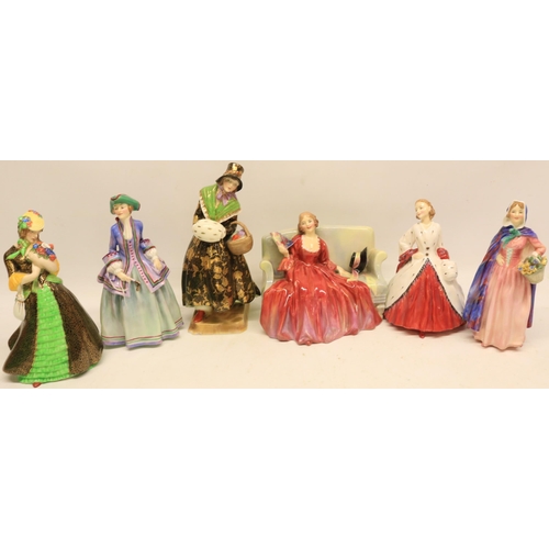 193 - Royal Doulton figures, incl. 'Regency', HN1752, H17.5cm; 'Jean', HN1877, H18cm; 'The Ermine Coat', H... 