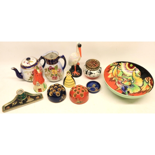 203 - Collection of Carlton Ware ceramics, incl. two flower frogs, large bowl decorated with a phoenix, co... 