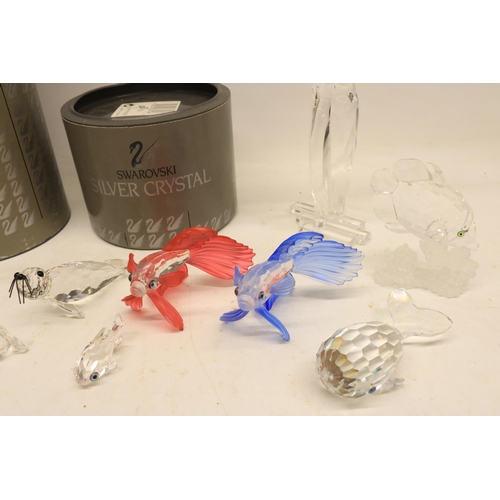 232 - Swarovski bell with box; Swarovski matador and other Swarovski figures incl. a fish, a whale, etc.