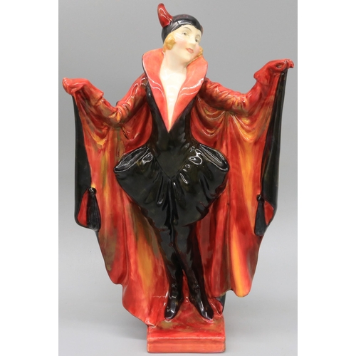 258 - Royal Doulton figure 'Marietta' HN1341, woman in horned cap and cloak, in red and black colourway, m... 