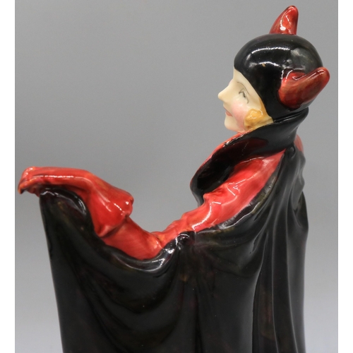 258 - Royal Doulton figure 'Marietta' HN1341, woman in horned cap and cloak, in red and black colourway, m... 