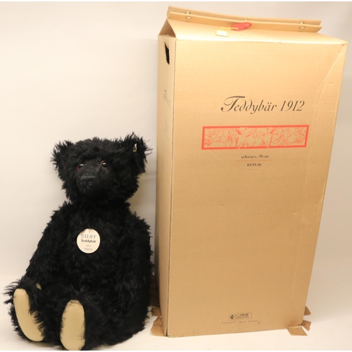 166 - Steiff 'Teddy Bear 1912' in black mohair, 70cm, limited edition 195/1912, with box and certificate