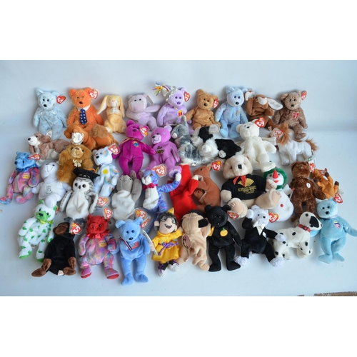 604 - Box of teddy bears (mostly TY Beanie Babies), a Euro Disney jacket (XL) and a small collection of co... 