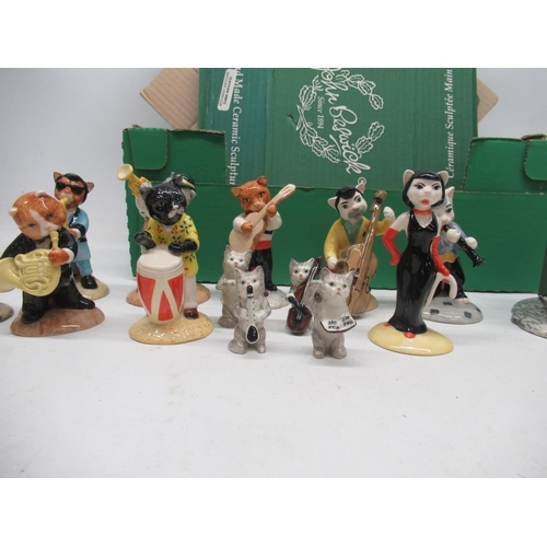 186 - Beswick cat musicians, incl. 'Ratcatcher Bilk', CC4; 'One Cool Cat', CC3; 'Fat Cat', CC9; etc., Max ... 