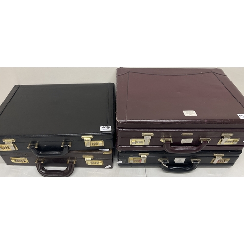 647 - Constellation burgundy leather flight/attaché case and three other attaché cases