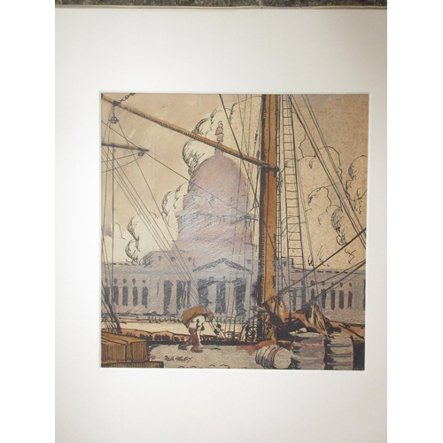 125 - WITHDRAWN - Paul Henry RHA (1876-1958); 'The Customs House Dublin' pencil and watercolour, signed, i... 