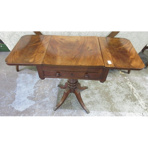 129 - Regency mahogany drop leaf games table, with reversable chess board top and backgammon interior, abo... 