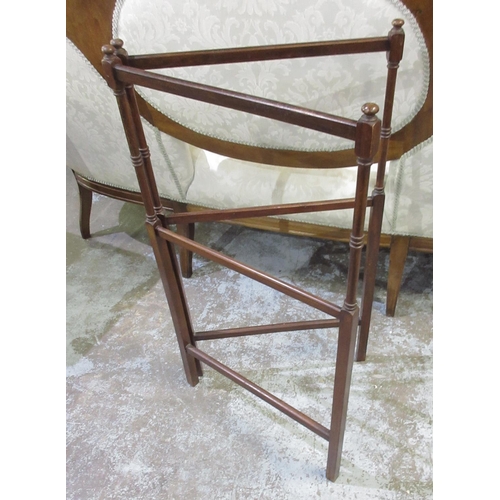 133 - Victorian mahogany folding towel rail,  W90cm H92cm