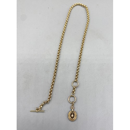 17A - Yellow metal unmarked albert chain, 19.78g