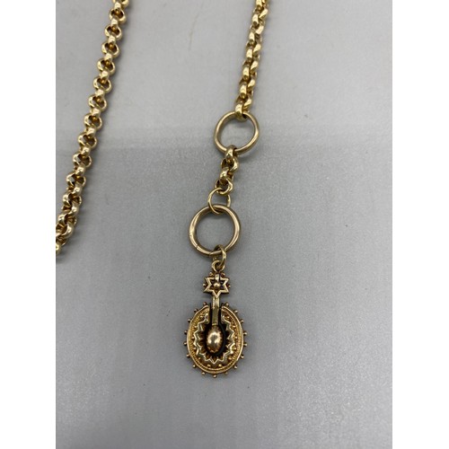 17A - Yellow metal unmarked albert chain, 19.78g