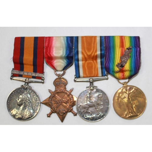 225 - Queens South Africa Medal with Natal clasp, Mons Star, 1914-1918 War Medal, Victory Medal with 'Ment...