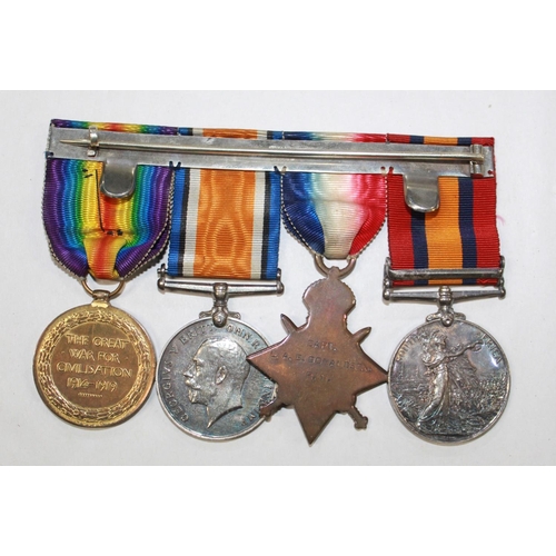 225 - Queens South Africa Medal with Natal clasp, Mons Star, 1914-1918 War Medal, Victory Medal with 'Ment... 