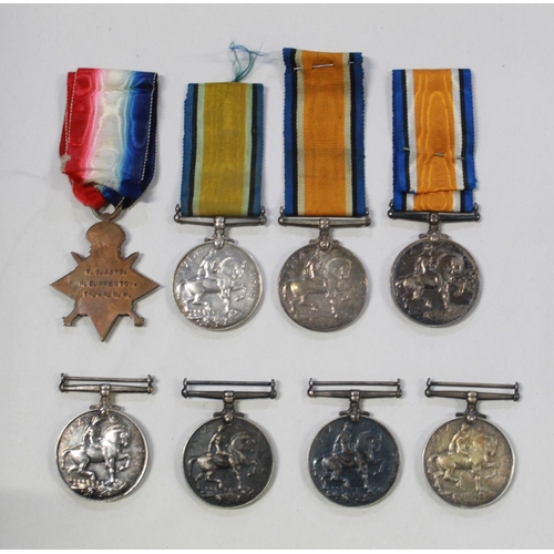 228 - 1914-15 Star. To T.S. 3372 R.E. Preston. TR. R.N.R. Severn 1914-1915 War Medals.to M-344901 Pte j. A... 