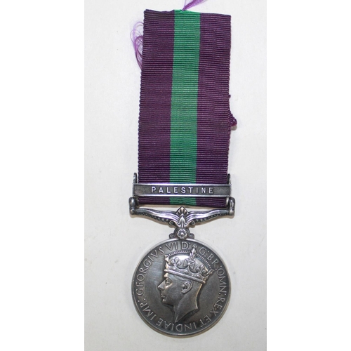 241 - General Service Medal 1918-1962 with Palestine clasp. To 4849149 W.O. 3rd class R. Gault, Kings Own ... 