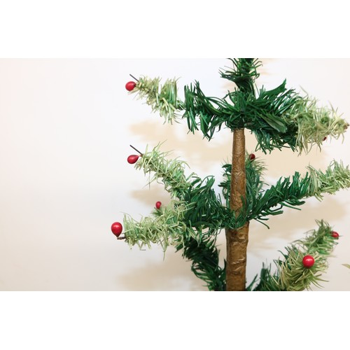 668 - Vintage goose feather Christmas tree, with red painted wooden cubed base, H81cm