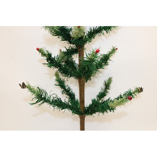 668 - Vintage goose feather Christmas tree, with red painted wooden cubed base, H81cm