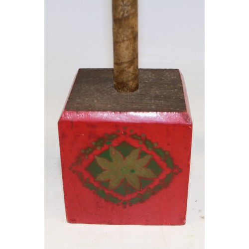 668 - Vintage goose feather Christmas tree, with red painted wooden cubed base, H81cm