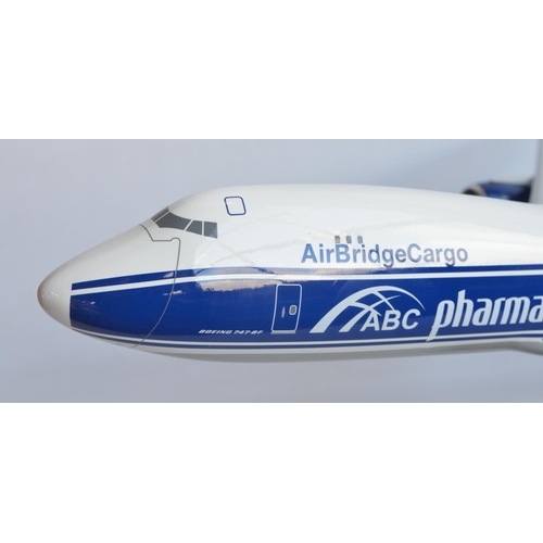 5 - Large Air Bridge Cargo Boeing 747-8F desktop display model in 1/100 scale, no makers marks (model ma... 